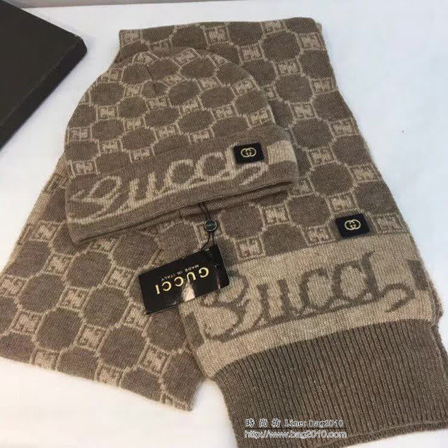 GUCCI古馳 新款 原單羊毛帽子圍巾套裝 圍巾可雙面穿戴 LLWJ7909